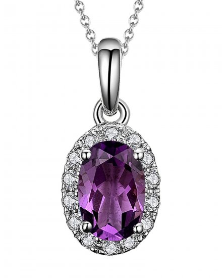 OVAL COLORED STONE DIAMOND PENDANT (VP407)